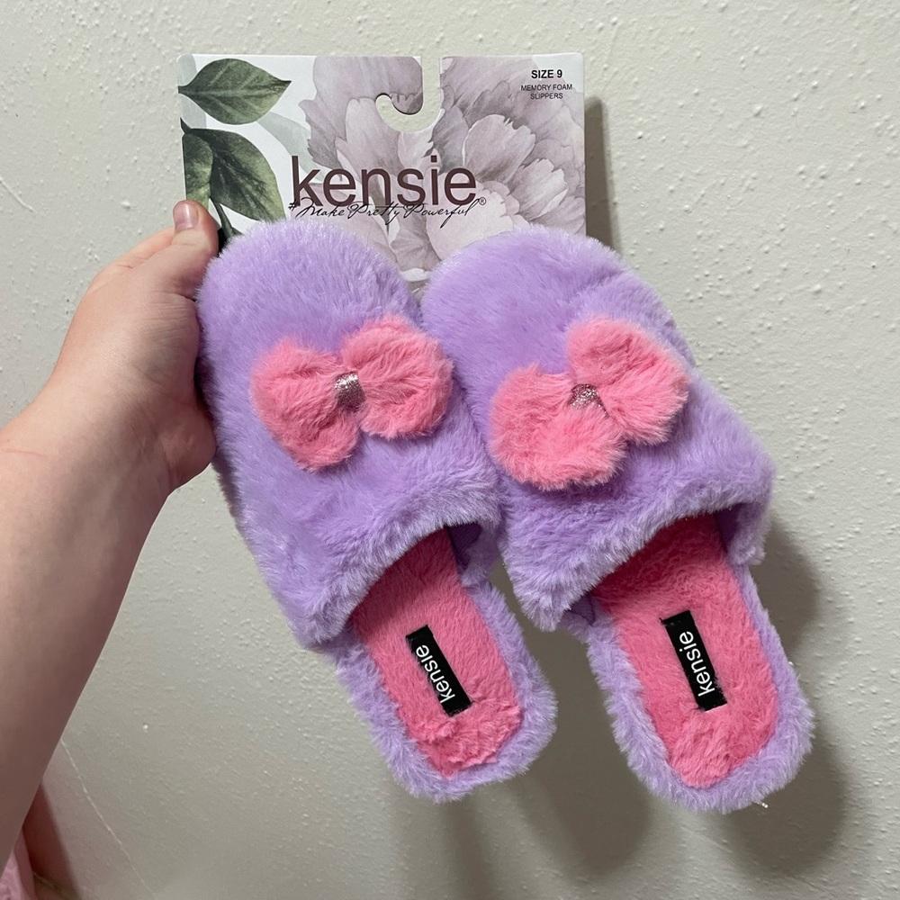 Kenzie purple and pink bow slippers